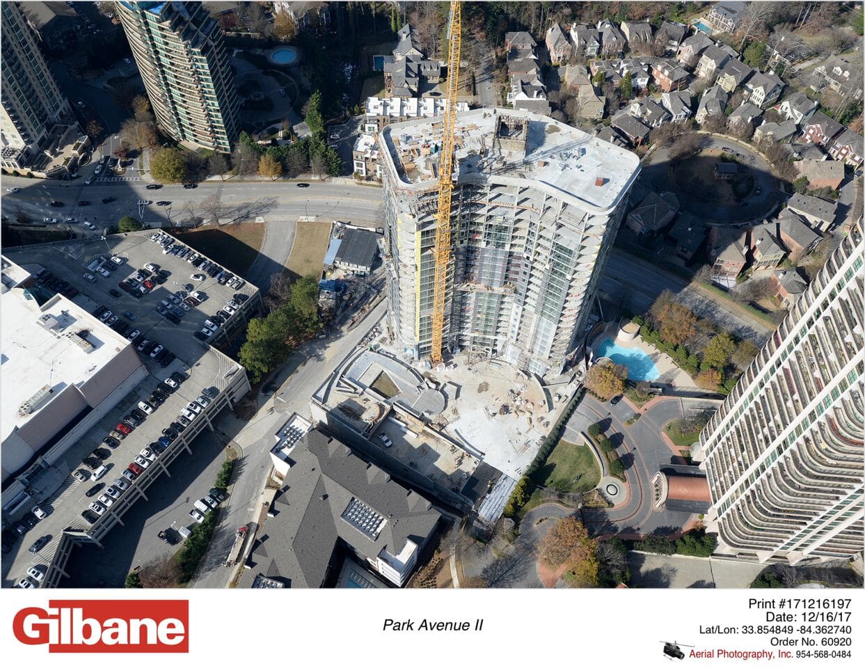Aerial view of Park Avenue construction site.