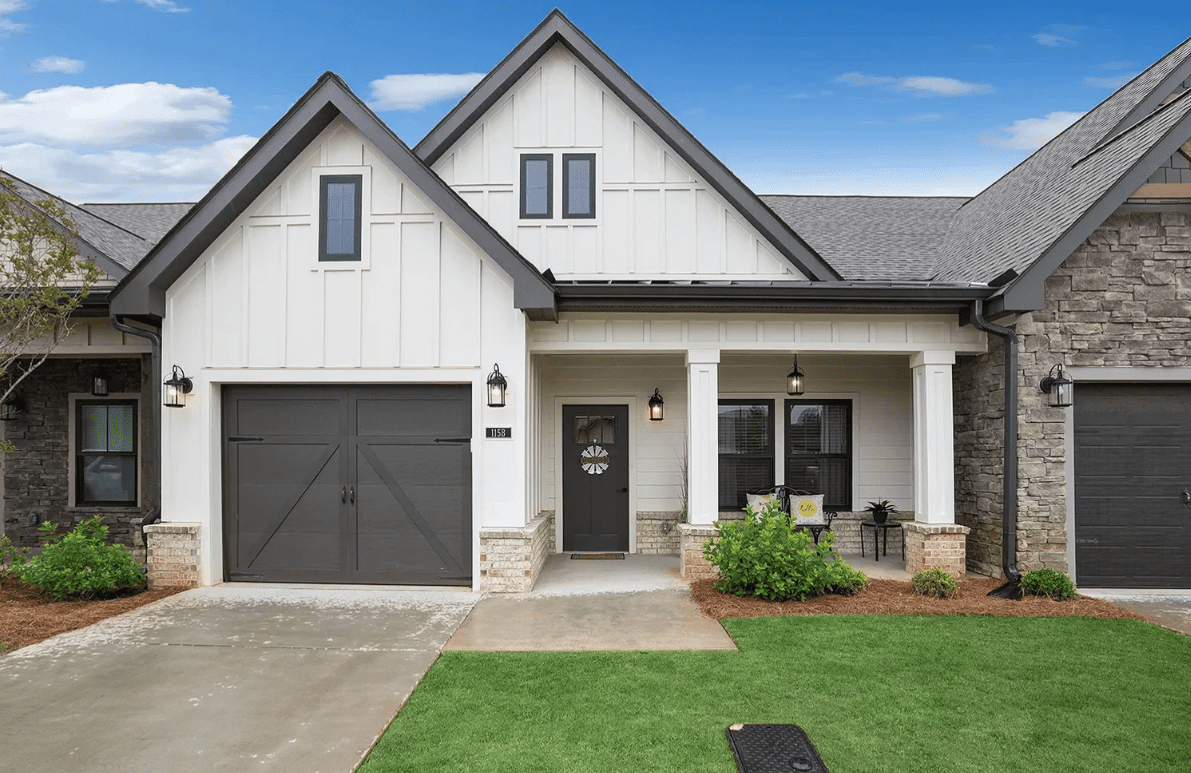 Modern house with garage and front porch.