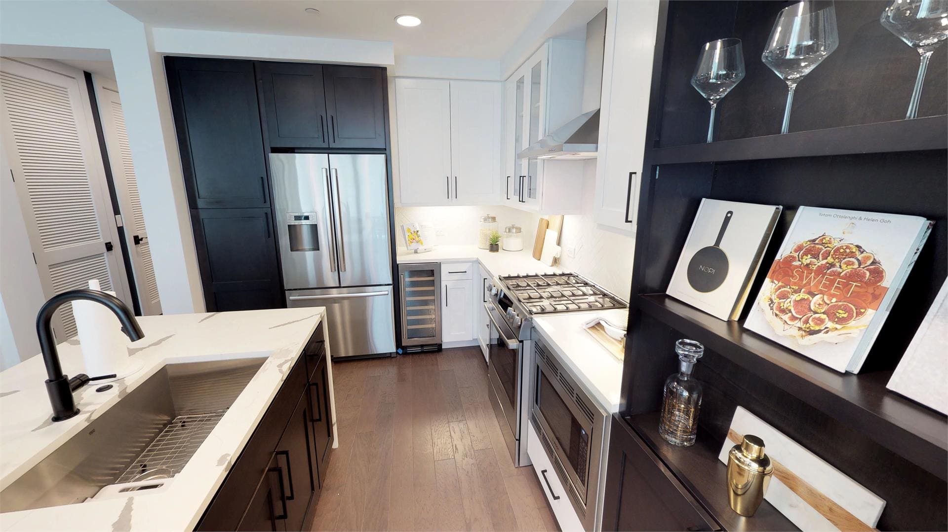 Modern kitchen with island and stainless appliances