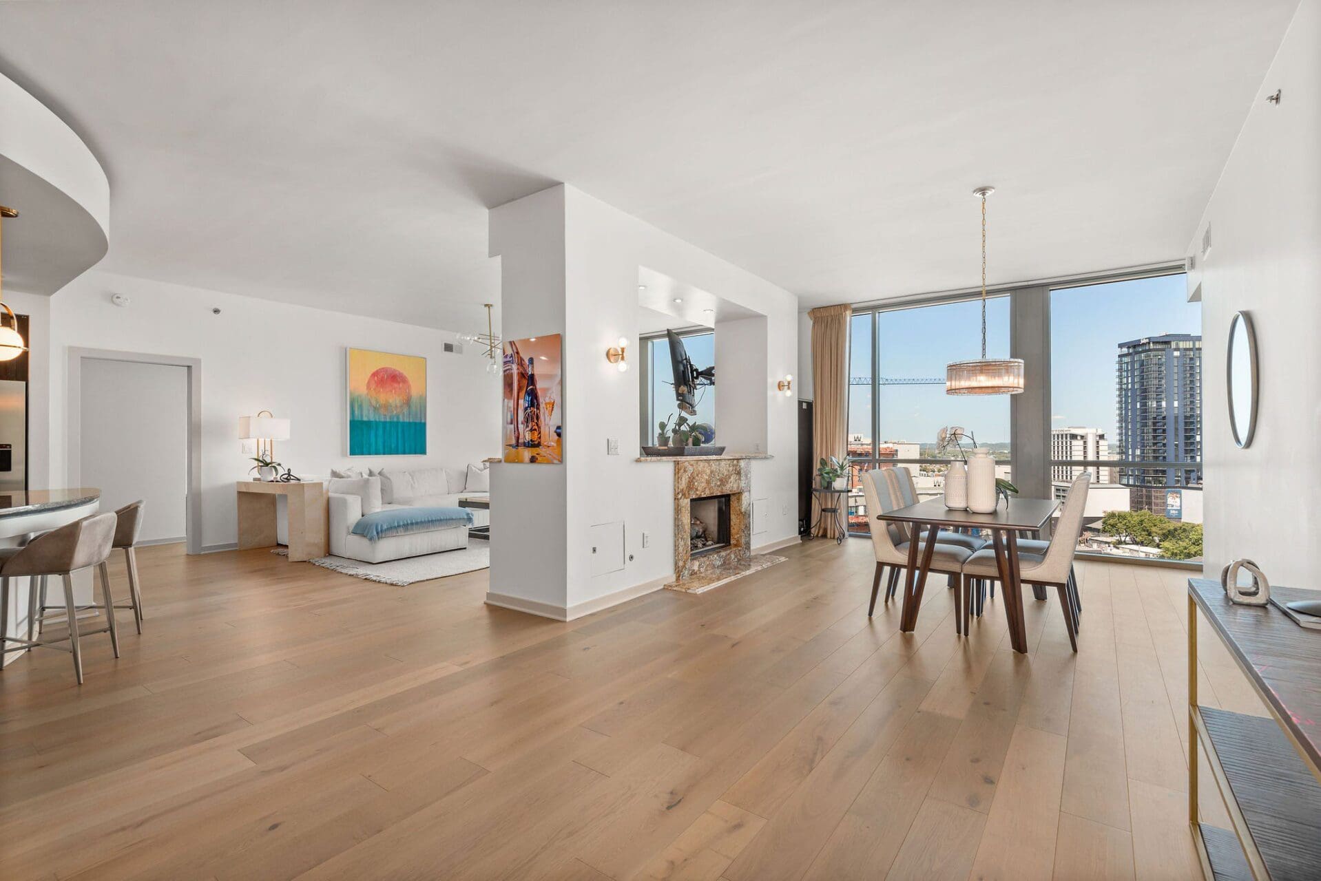 Modern open-plan living and dining area.
