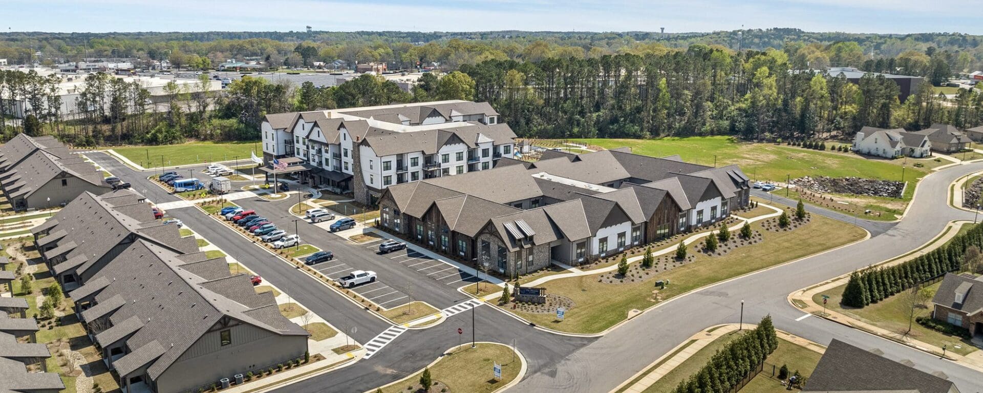 Aerial view of a residential community.