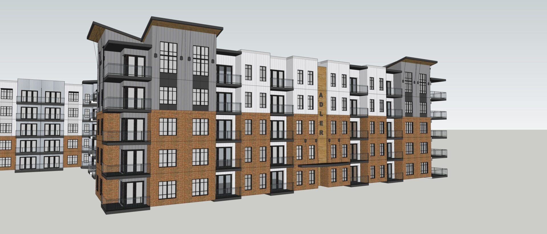 3D rendering of modern apartment complex