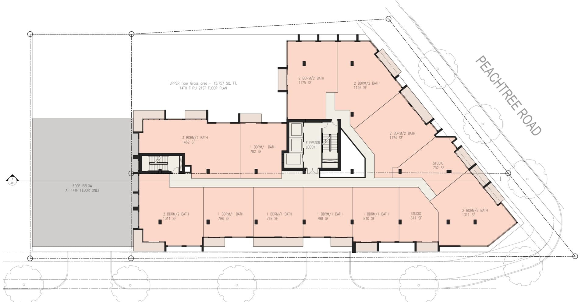 Building floor plan with labeled rooms.
